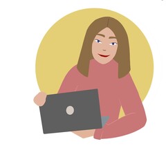 coworking women, Freelance student Girl Young Woman Working on laptop notebook in women coworking center space