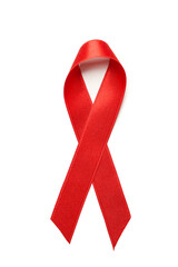 Red awareness ribbon isolated on white background