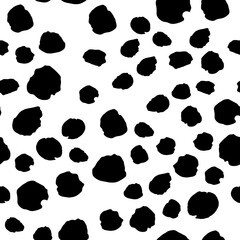Fototapeta premium Seamless pattern with grunge black ink spots, blots. Vector illustration
