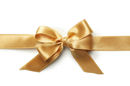 Gold gift bow isolated on white background