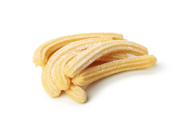 Tasty sweet churros isolated on white background