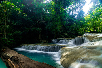 Beautiful nature of the Erawan waterfall Kanchanaburi at Thailand