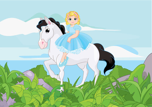 Little Cute Princess and horse