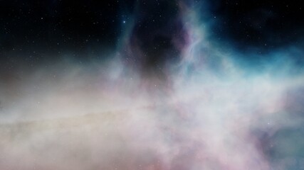 Nebula and galaxies in space. Abstract cosmos background. 3D render