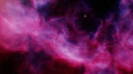 Nebula and galaxies in space. Abstract cosmos background. 3D render