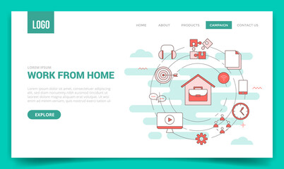 wfh work from home concept with circle icon for website template or landing page banner homepage