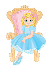 Beautiful Baby Girl Sitting On A Throne