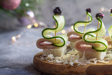 Cucumber and ham christmas tree holiday food