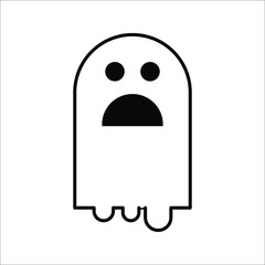 Vector image of "Ghost icon in black style isolated on white background. Vector image of halloween symbol."