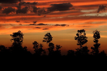 The Silhouette beautiful sun set in Thailand