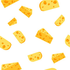 Racy Delicious Yellow Cheese Flat Seamless Pattern
