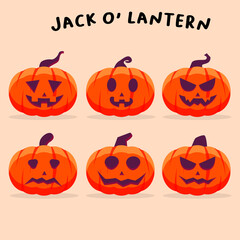 Set of Jack O' Lantern with Different Expression