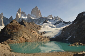 Hiking during Austral Autumn around El Chalten, Laguna de Los Tres and Fitz Roy Mountains in...