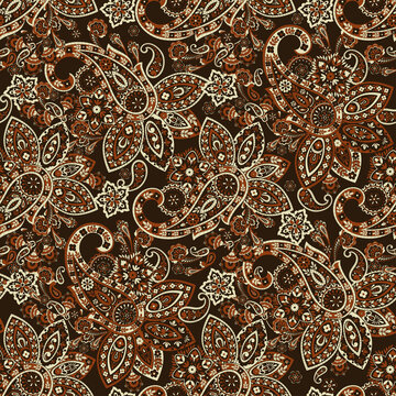 paisley floral vector illustration in damask style. seamless background