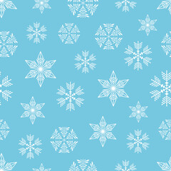 Snowflakes and stars seamless pattern. Christmas, New Year pattern.