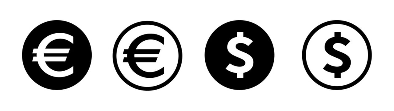 Money Euro / Dollar icons pack. Internet flat icon symbol for applications.