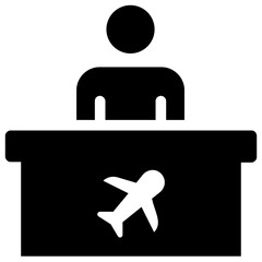 
An airport counter for air ticket checking 
