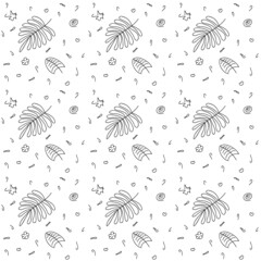Tropical Seamless Flowers And Leaves Background Pattern