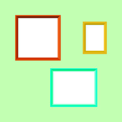Colorful three picture frame icons with inner shadow