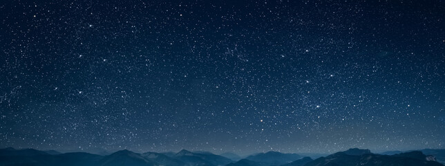 mountain. backgrounds night sky with stars and moon and clouds - obrazy, fototapety, plakaty