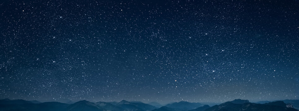 mountain. backgrounds night sky with stars and moon and clouds