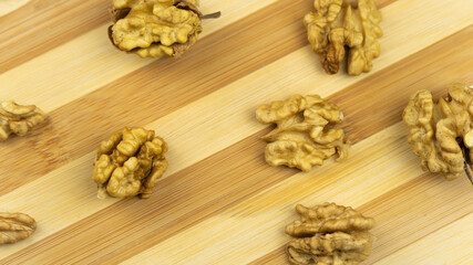 Walnut on blue