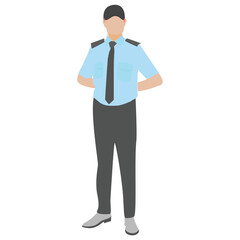 
A security officer standing to protect against terror 
