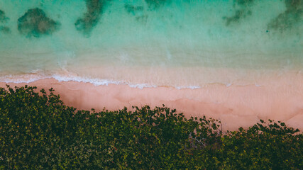 Aerial beautiful beach park, Honolulu, Oahu, Hawaii