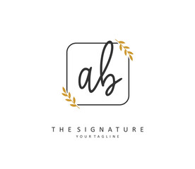 AB Initial letter handwriting and signature logo. A concept handwriting initial logo with template element.