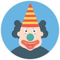 
A white face joker known as auguste clown 
