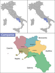 Illustration of Campania is a region in Italian Peninsula