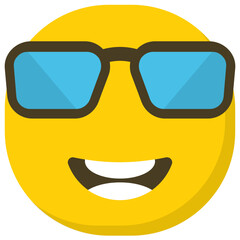 
Emoji face smiling and wearing sunglasses that is used to denote a sense of cool emoji
