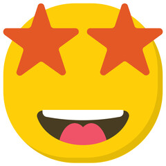 
An excited emoji face showing stars instead of eyes
