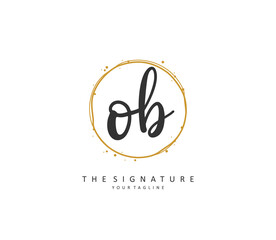 O B O Initial letter handwriting and signature logo. A concept handwriting initial logo with template element.