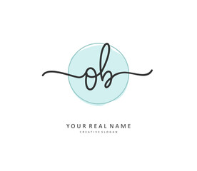 O B O Initial letter handwriting and signature logo. A concept handwriting initial logo with template element.