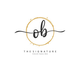 O B O Initial letter handwriting and signature logo. A concept handwriting initial logo with template element.