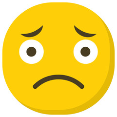 
Worried face flat emoji icon vector 
