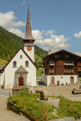 Fototapeta na wymiar The village of Biel on canton Wallis in Switzerland