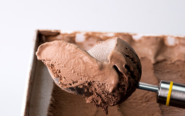 Close up scoop ice cream chocolate, Food concept.