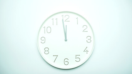 White clock isolated on white background Showtime 10 am.