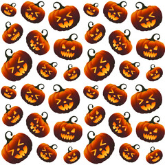 Halloween Spooky Different Orange Gradient Pumpkins Seamless Pattern