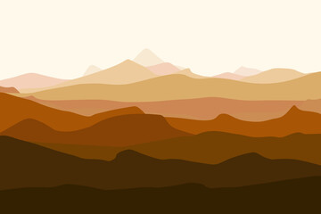 Mountains landscape. Mountains silhouettes panorama at dawn