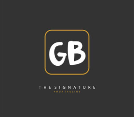 G B GB Initial letter handwriting and signature logo. A concept handwriting initial logo with template element.