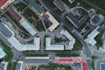 Aerial Townscape of Kirovsk Town located in Northwestern Russia on the Kola Peninsula