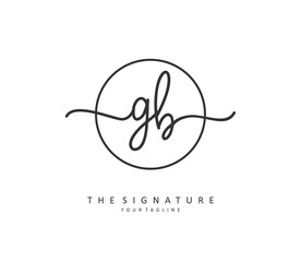 G B GB Initial letter handwriting and signature logo. A concept handwriting initial logo with template element.