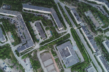 Aerial Townscape of Kirovsk Town located in Northwestern Russia on the Kola Peninsula
