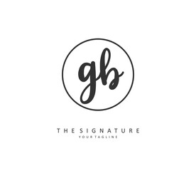 G B GB Initial letter handwriting and signature logo. A concept handwriting initial logo with template element.