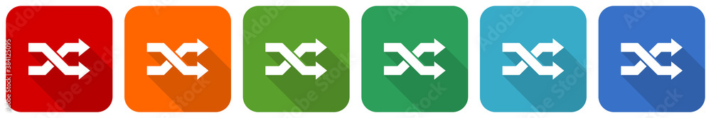 Poster Aleatory icon set, flat design vector illustration in 6 colors options for webdesign and mobile applications