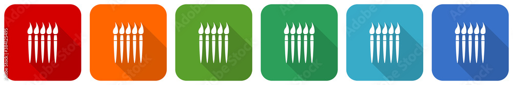 Poster paint brush, art, paintbrush icon set, flat design vector illustration in 6 colors options for webde