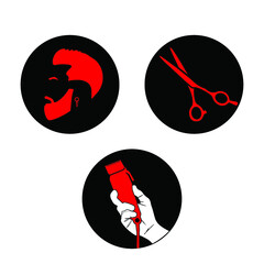 Barber Hairdresser Stylist Icons Silhouette Set